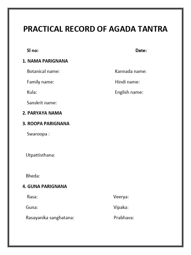 Agada Tantra Part A Record-1 | PDF