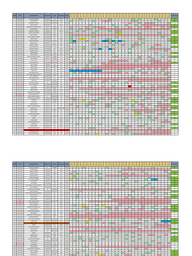 Zepto Attendance Register Overview | PDF | Ranks | Titles