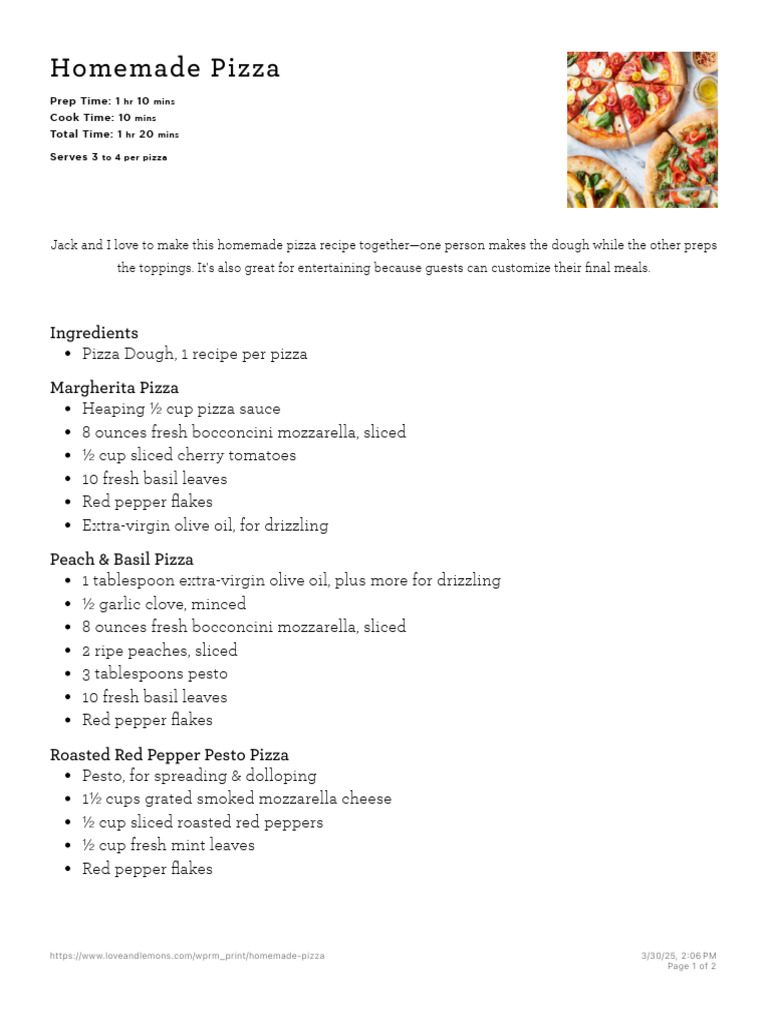 Homemade Pizza - Love and Lemons | PDF | Pizza | Pesto