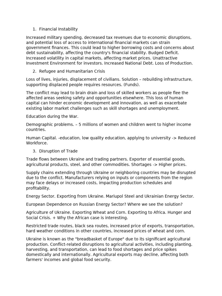 Economic Impacts of War in Ukraine | PDF | Agriculture | Food Security