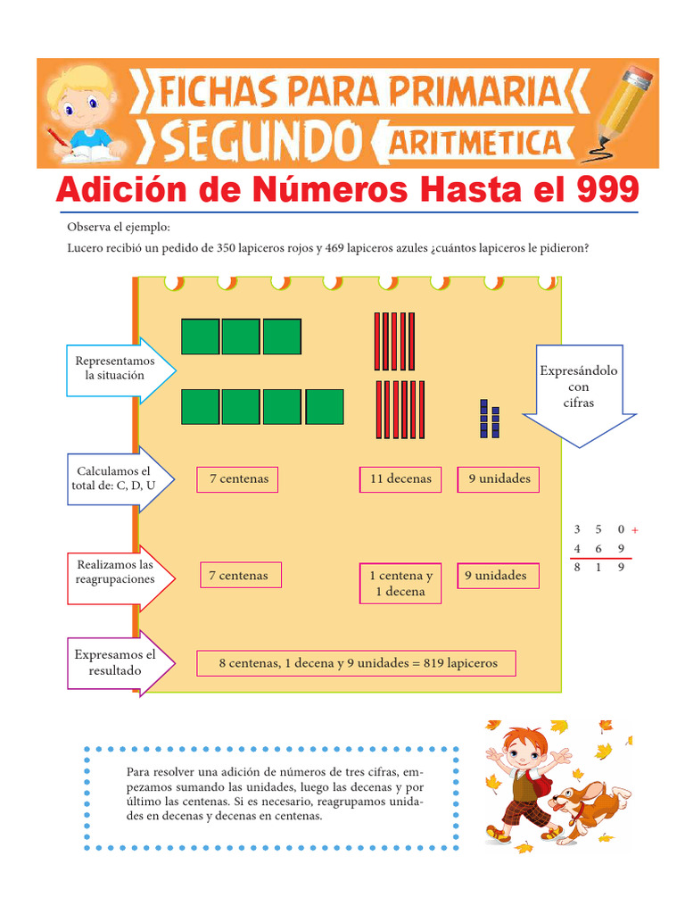 Adición de Números Hasta El 999 para Segundo de Primaria | PDF ...