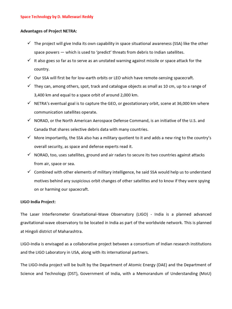 Space Technology NOTES - 3 | PDF
