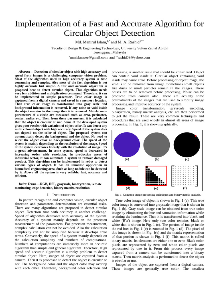 Implementation of A Fast and Accurate Algorithm For Circular Object ...