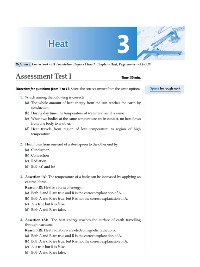 Heat Assessment Test Questions | PDF | Heat | Heat Transfer