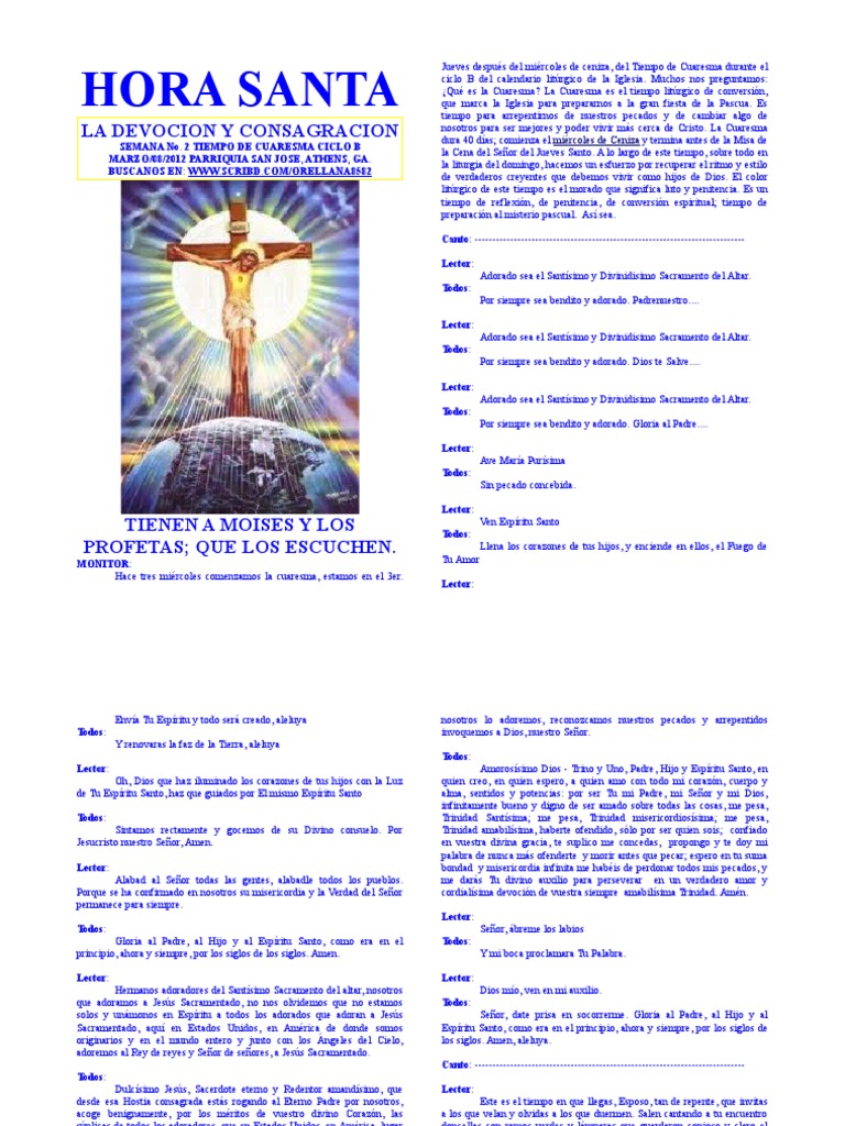 Hora Santa La Devocion y Consagracion Semana No. 2 Tiempo de Cuaresma Ciclo B PDF Prestado
