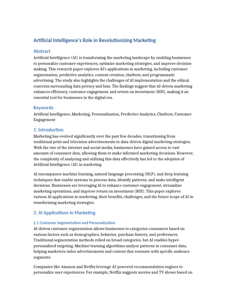 AI Transforming Marketing Strategies | PDF | Artificial Intelligence ...