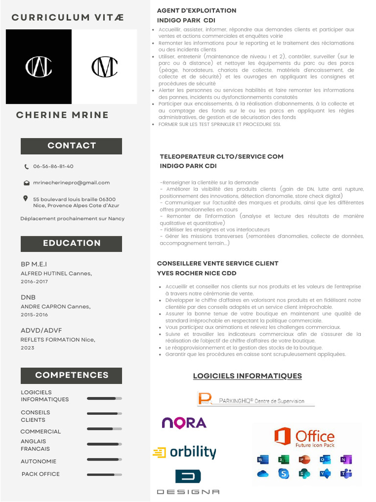 CV de Cherine Ridha - Agent d'Exploitation | PDF | Logiciel | Informatique