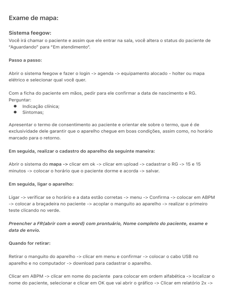 Procedimento para Exame de Mapa Elétrico | PDF