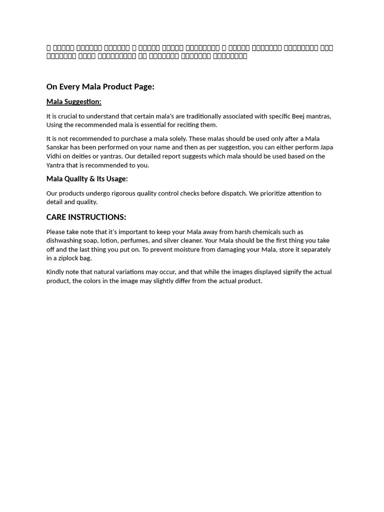 Essential Guide to Mala Usage and Care | PDF