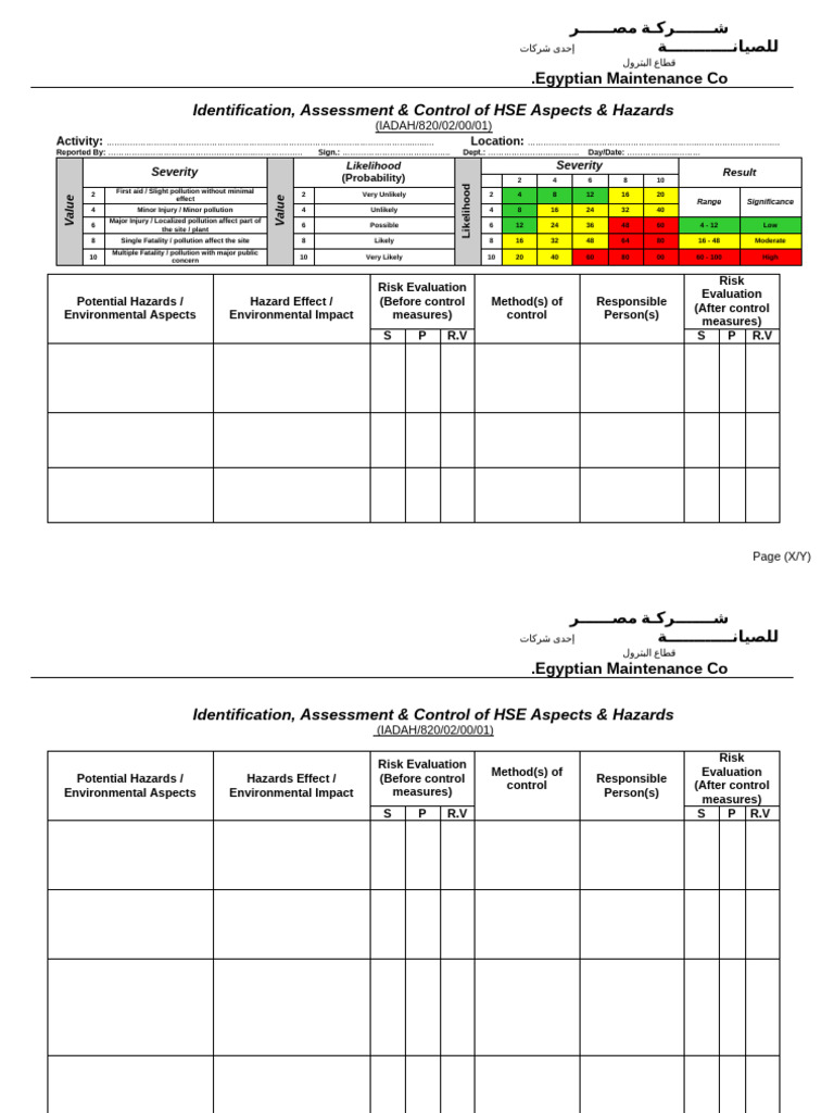 HSE Risk Assessment Guide for Oil Sector | PDF | Risk | Hazards