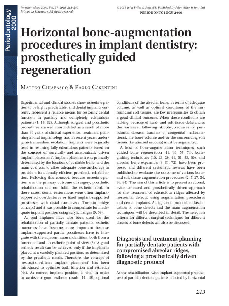 Horizontal Bone Augmentation in Dentistry | PDF | Dental Implant ...