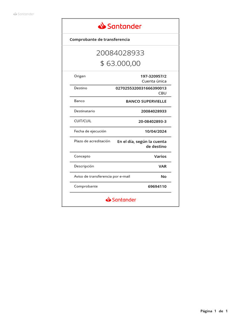 Comprobante de Transferencia Bancaria | PDF