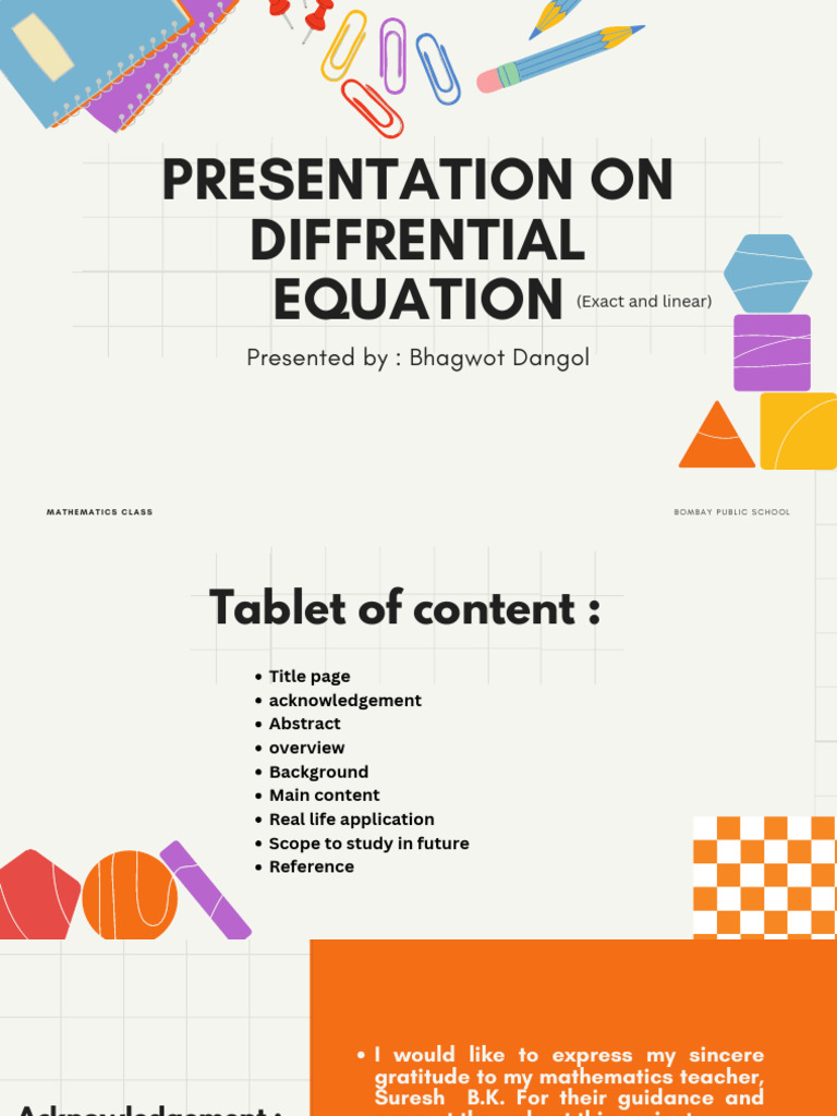 Presentation On Diffrential Equation | PDF | Equations | Differential ...
