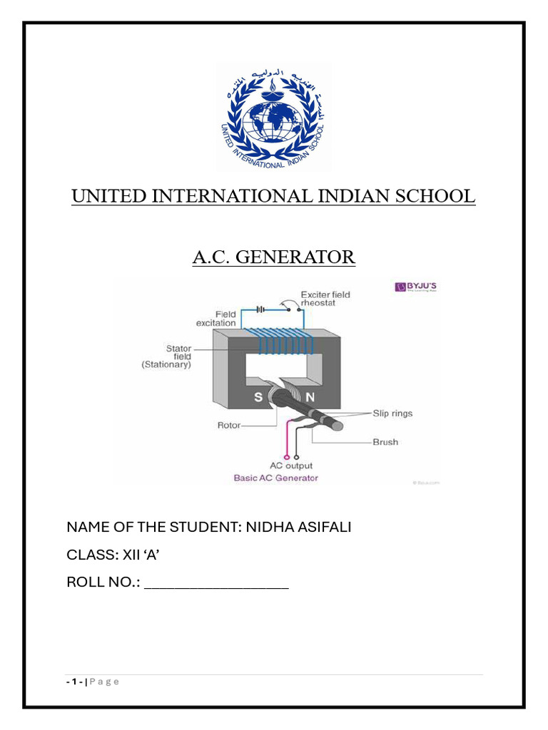 PHYSICS PRACTICAL ON AC GENERATOR | PDF | Electric Generator ...