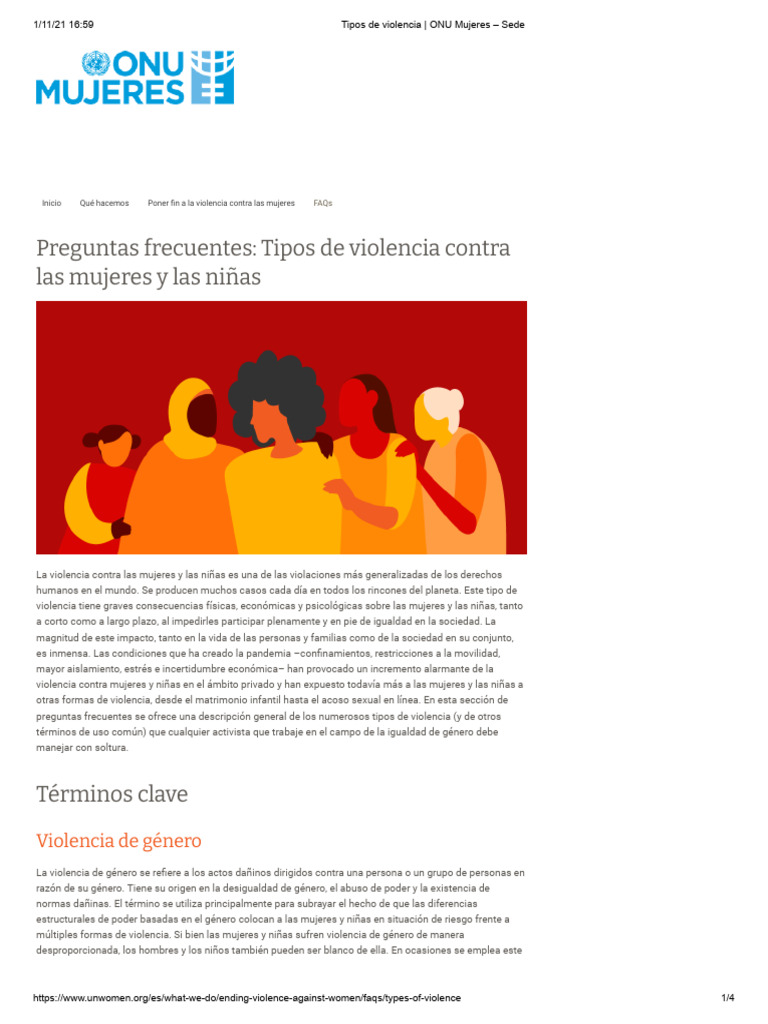 Tipos de violencia según ONU Mujeres | PDF | Violencia | La violencia ...
