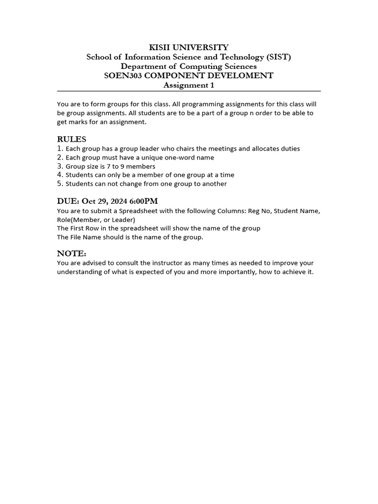 SOEN303 Group Assignment Guidelines | PDF