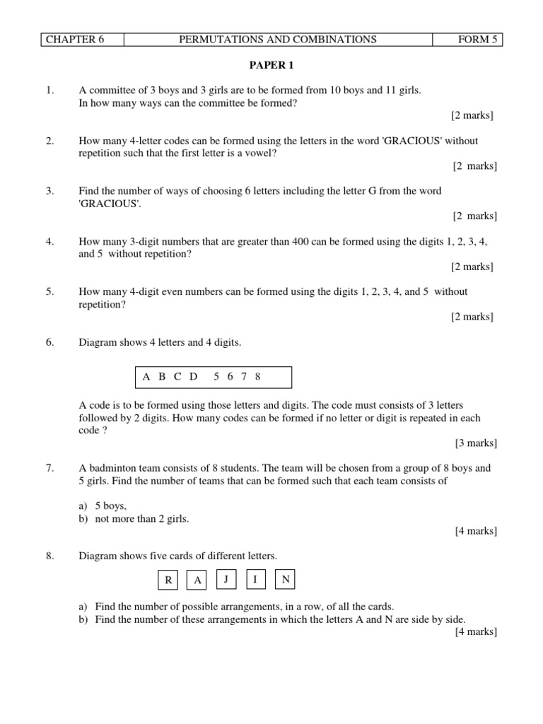 F5 C6 Permutations and Combination | Permutation | Languages