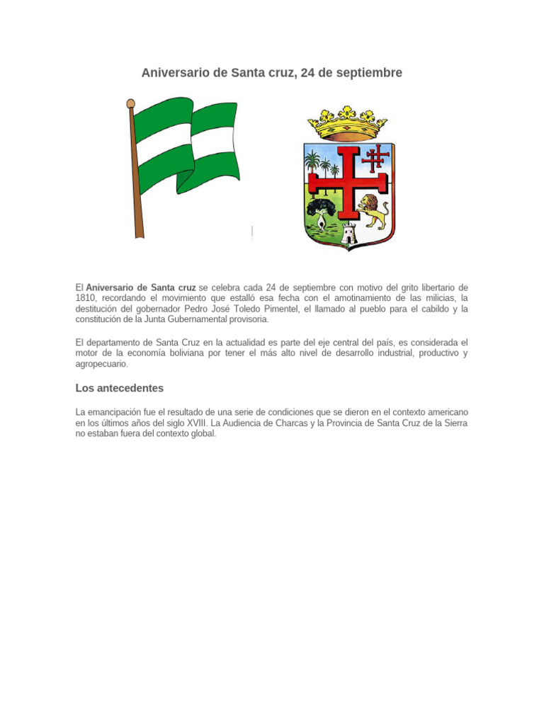 Aniversario de Santa cruz | PDF | América del Sur