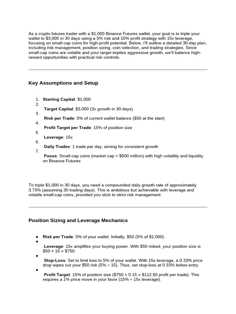 CRypto Future Trading Strategy | PDF | Futures Contract | Risk