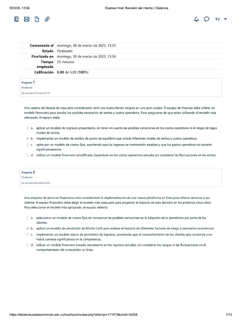 Examen Final de Matematica Financiera UNIDAD 3 | PDF