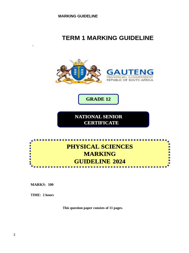 Grade 12 Physical Sciences Marking Guide | PDF | Force | Functional Group