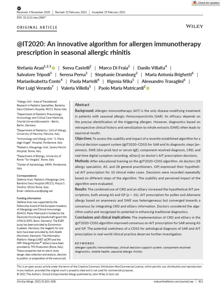 2 Clin Experimental Allergy - 2021 - Arasi - IT2020 An Innovative ...