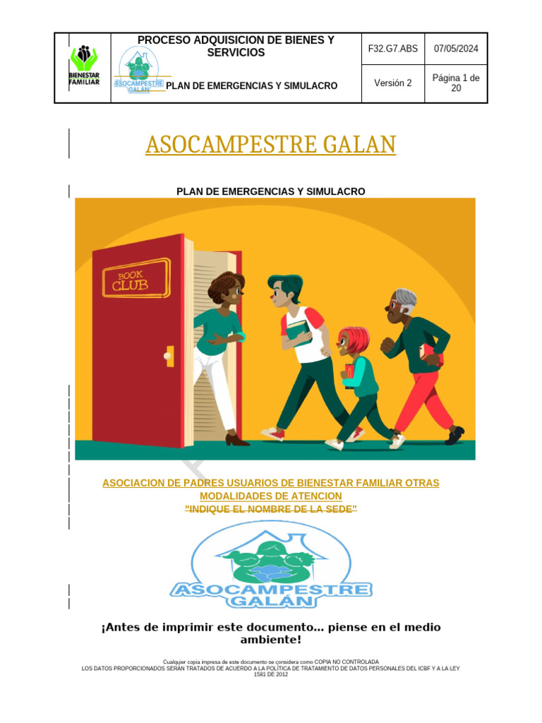 Plan de Emergencias y Simulacro 2024 | PDF | Riesgo