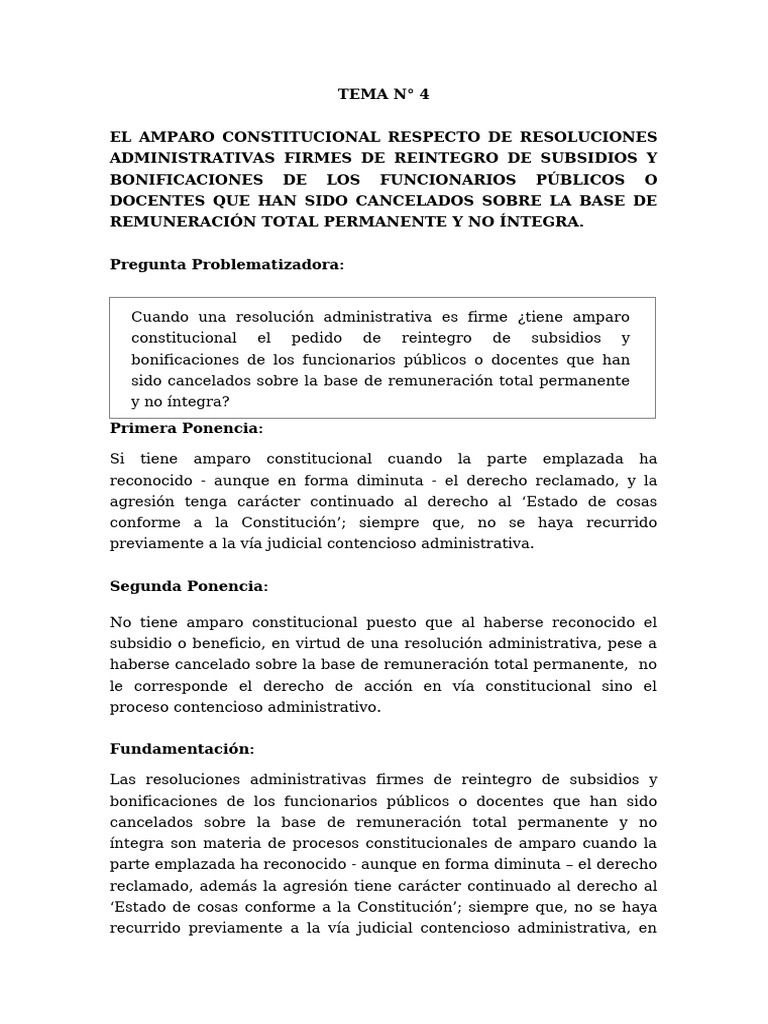 Amparo Constitucional en Subsidios Públicos | PDF | Caso de ley | Ley ...