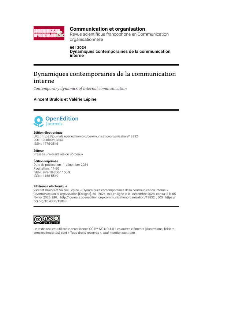 Dynamiques de la communication interne | PDF | la communication | Business