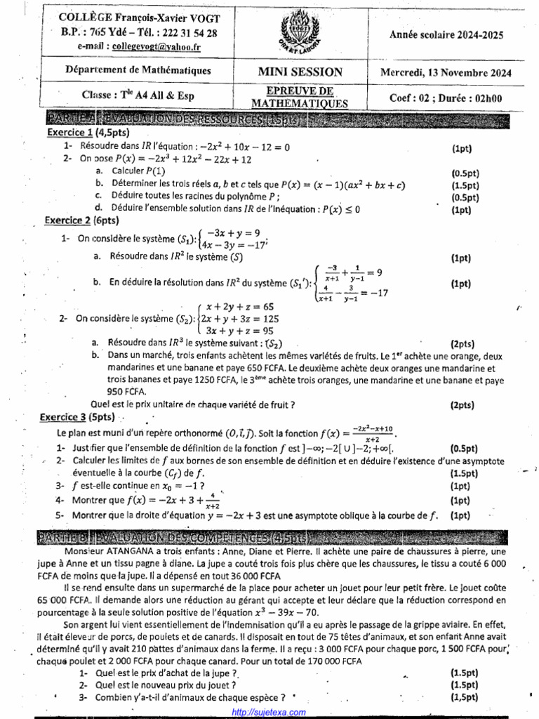 Corrigé de l'exercice 1 de maths | PDF | Analyse mathématique
