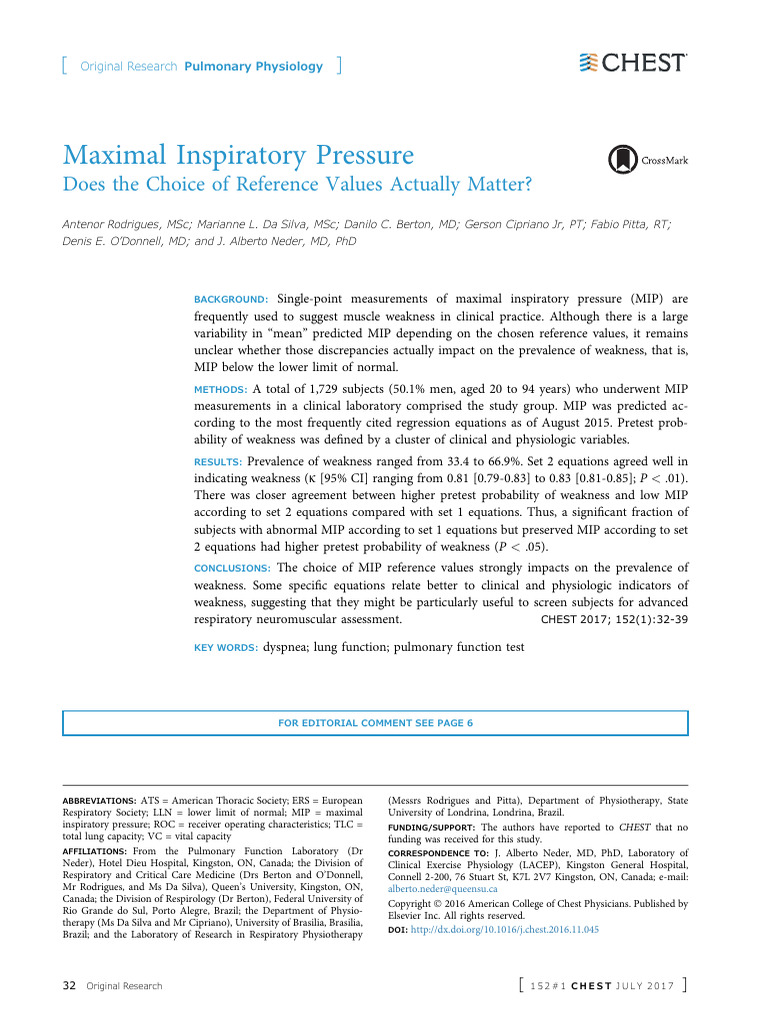 MIP Valores de Referencia | PDF | Body Mass Index | Clinical Medicine