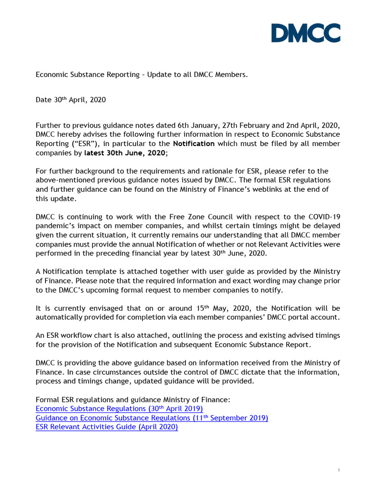 ESR Implementation 30 April 2020 | PDF