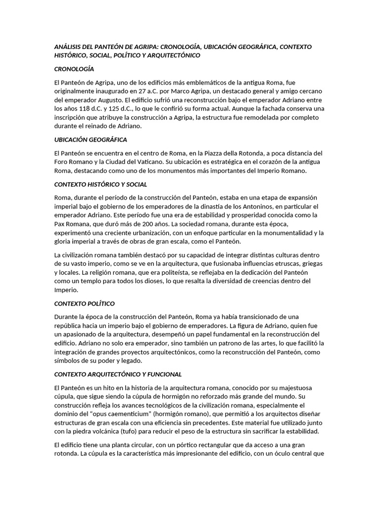 Análisis del Panteón de Agripa | PDF | Hazme | imperio Romano