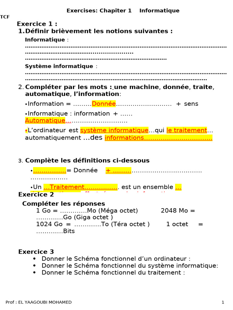 Notions fondamentales en informatique | PDF | Informatique | Matériel ...