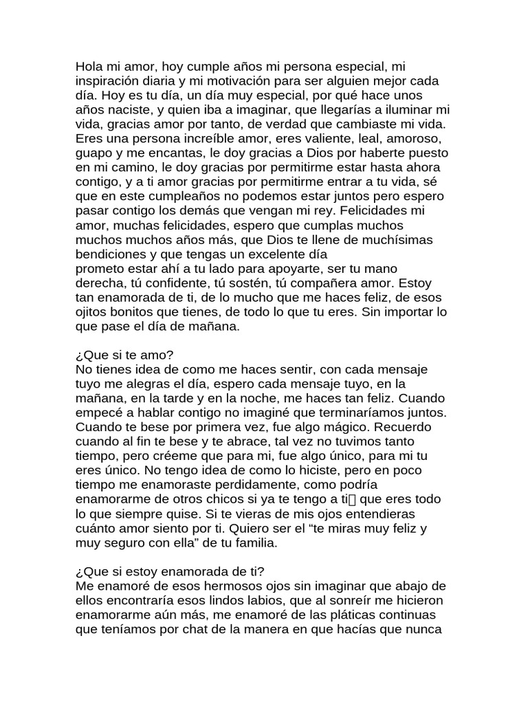 Carta de Cumpleaños para El Amor de Tu Vida | PDF | Amor