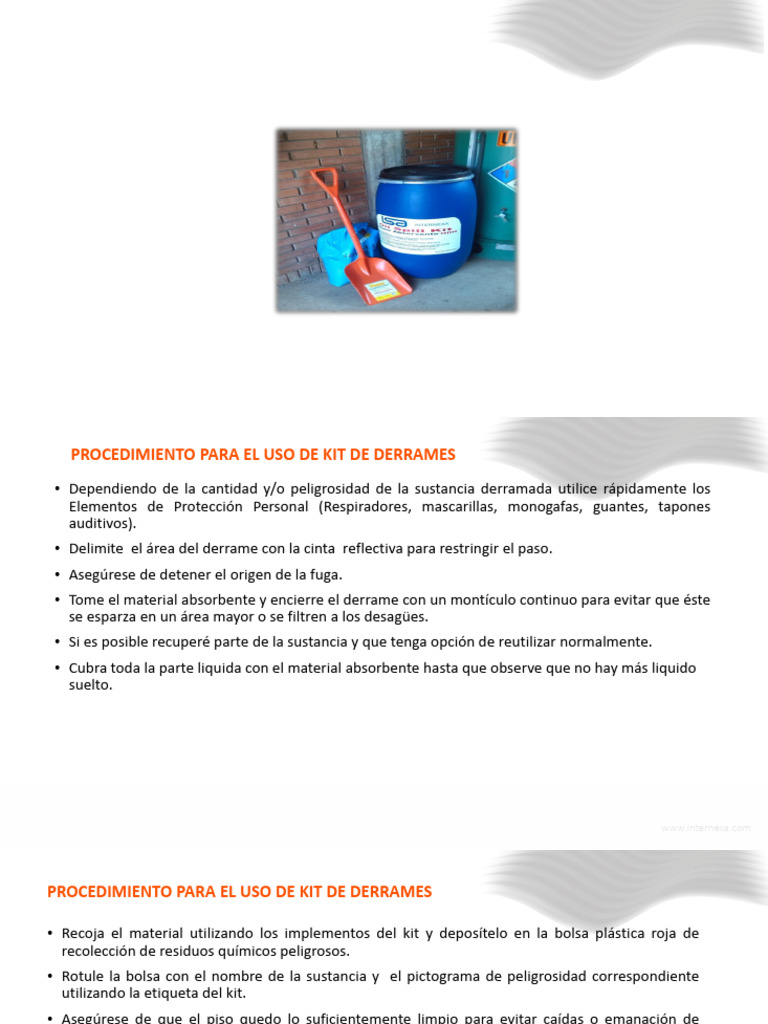 Uso y Procedimiento del Kit de Derrames | PDF | Agua | Mercancías ...