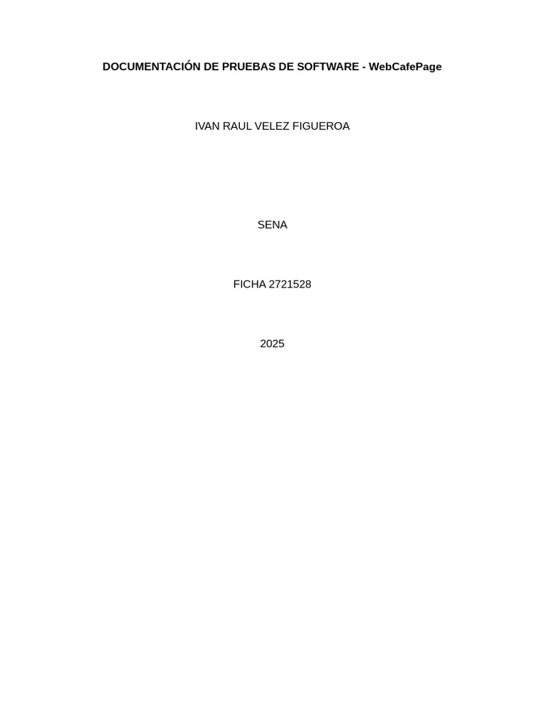 Pruebas de Software para WebCafePage | PDF | Software | Pruebas de software