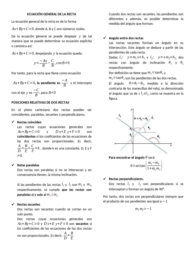 Ecuación General de la Recta | PDF | Línea (geometría) | Ecuaciones