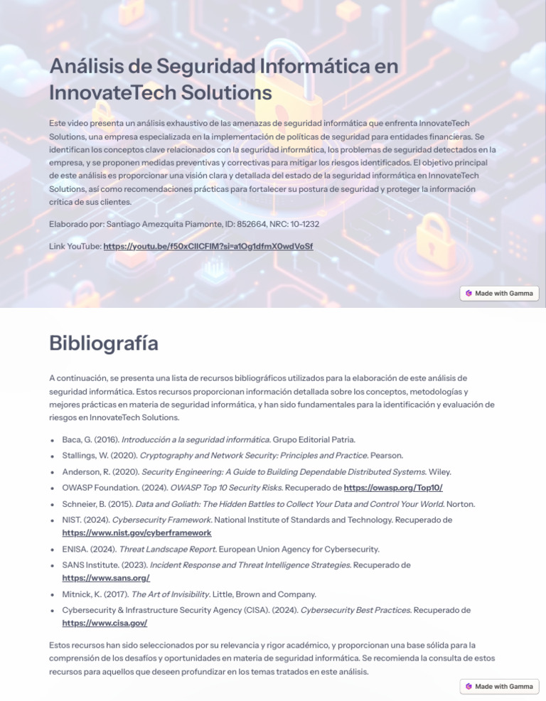 Análisis de Seguridad en InnovateTech | PDF | La seguridad informática ...