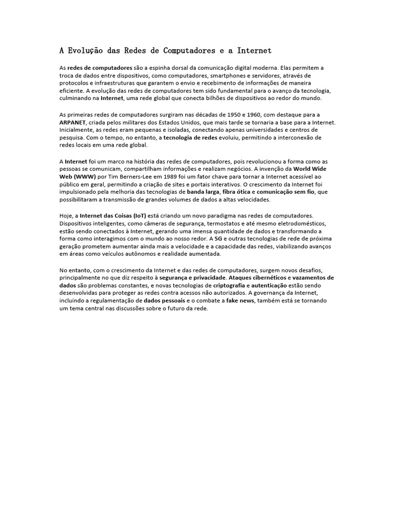 Evolução das Redes e Internet Moderna | PDF | Rede de computadores ...