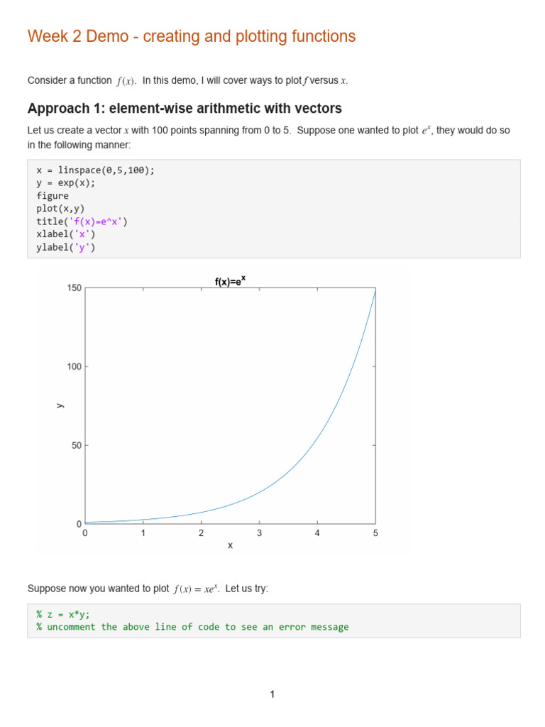 Plotting Functions in MATLAB: A Guide | PDF | Scalar (Mathematics ...