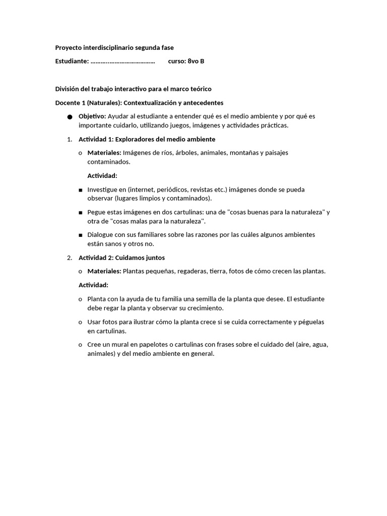 Proyectos Interdisciplinarios en Educación | PDF | Entorno natural ...
