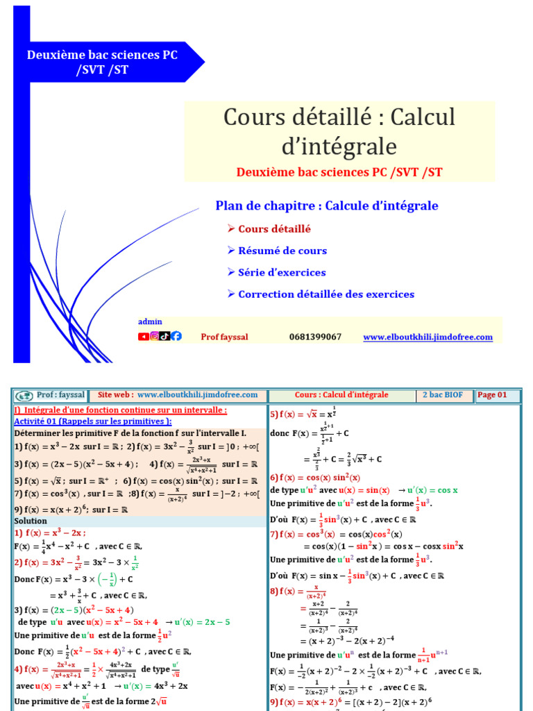 Cours sur le calcul d'intégrale | PDF | Zone | Intégral
