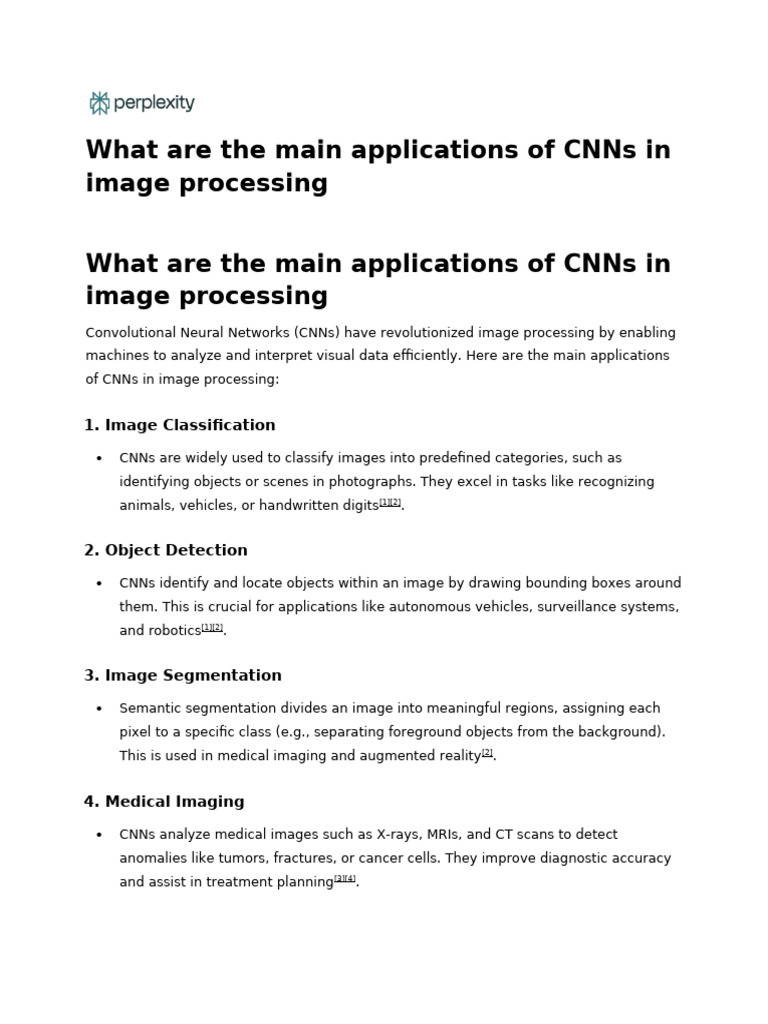 Key CNN Applications in Image Processing | PDF | Computer Vision ...