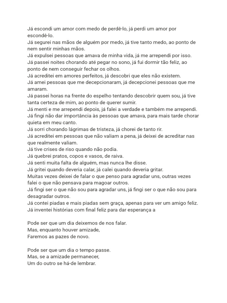 Reflexões sobre Amor e Amizade | PDF