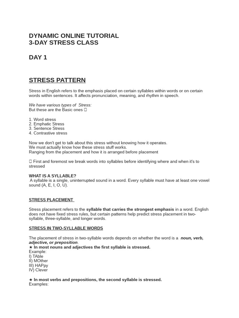 English Stress Patterns Explained | PDF | Stress (Linguistics) | Word