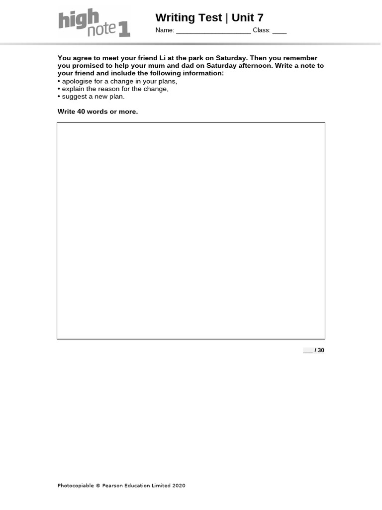 Apology Note Writing Test Instructions | PDF