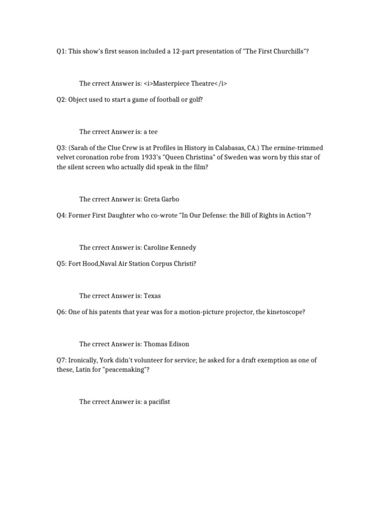 Trivia Questions and Answers | PDF