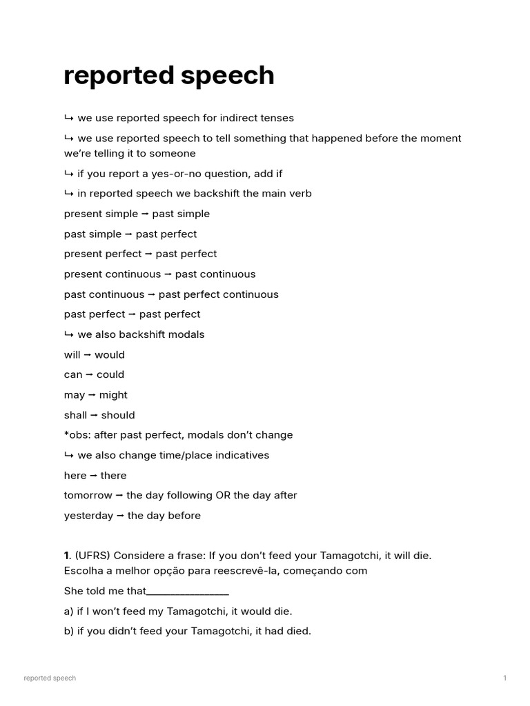 Reported Speech | PDF | Semantics | Syntax