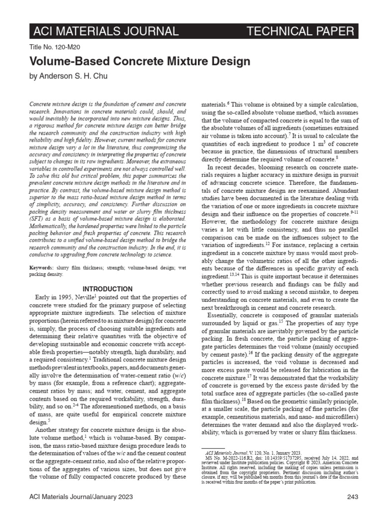 Volume-Based Concrete Mixture | PDF | Concrete | Density